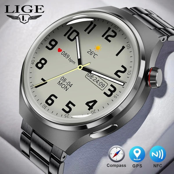 LIGE New NFC Smart Watch, Mens Womens Fashion HD Screen Always Display The Time, Bluetooth Call IP68 Waterproof Sports Smartwatch, Multifunctional As