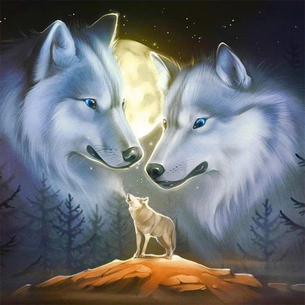 5D DIY Diamond Painting Kits for Adults Full Drill Animal Wolf Cross Stitch Arts Craft Canvas for Home Wall Decor Gift