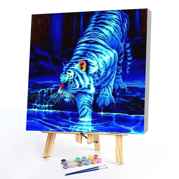 FIYO Tiger Diy Paint by Numbers Kits for Adults and Kids Beginner on Canvas Fashion Oil Painting Wall Art for Gift( No Frame )
