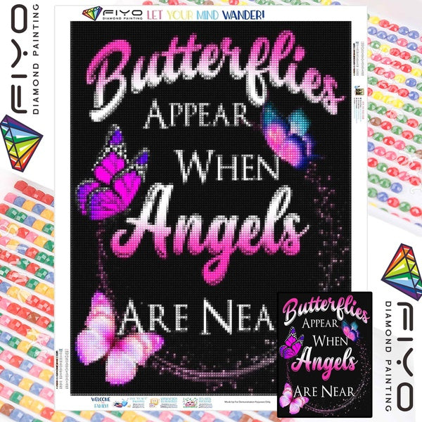 FIYO Angel and Butterfly DIY 5D Diamond Painting Full Drill with Number Kits Home and Kitchen Fashion Mosaic Diamond Painting Canvas Wall Decoration