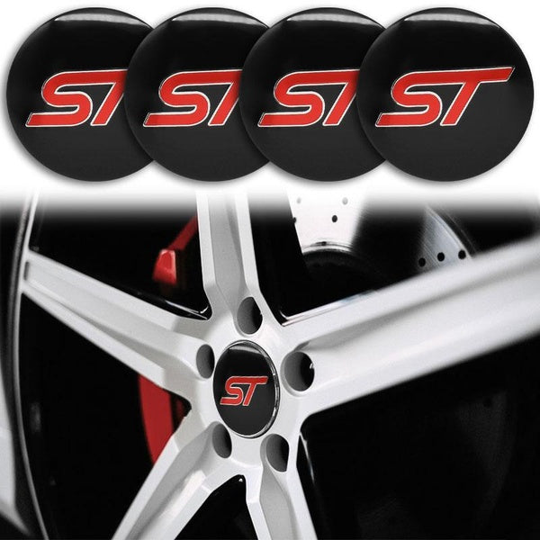 4pcs 56mm Universal 3D Auto Goods Tire Wheel Center Hub Cap Rim Covers Sticker Decal Car Accessories Case for Ford ST Logo Focus 2 3 Mondeo Fiesta Ku