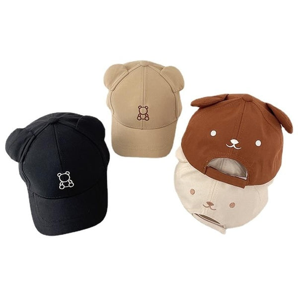 Summer Children Snapback Hat Baby Girls and Boys Cartoon Cute Bear Embroidery Baseball Cap Cotton Sun Hats for Kids