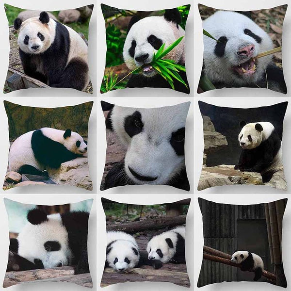 Panda printing square pillowcase, home decoration, car sofa cushion cover (45cm * 45cm)