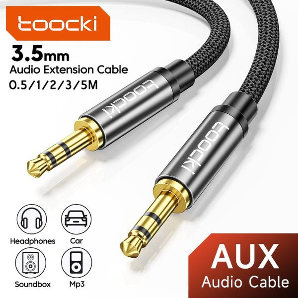 Toocki Câble audio d'extension HiFi 3,5 mm Câble auxiliaire répartiteur mâle à mâle pour Soundbox Microphone Casque Tablettes Ordinateurs portables L