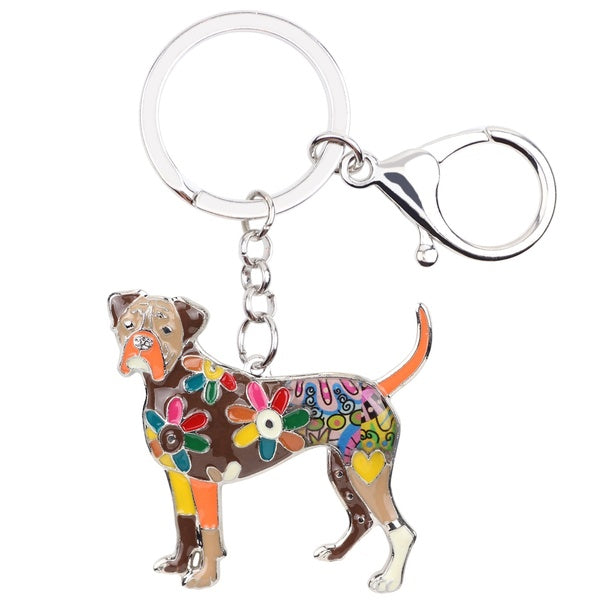 Enamel Alloy Boxer Dog Key Chain Key Ring Fashion Jewelry for Women Girls Keychain Souvenir Accessories Handbag Bag Charms