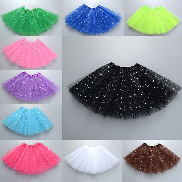 Pettiskirt Tutu pour enfants jupe princesse pailletée trois couches maille filles gaze jupe