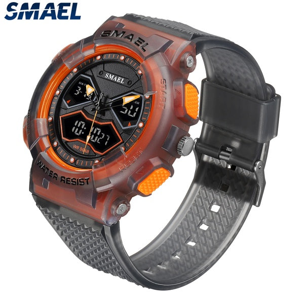 SMAEL Creative Fashion for Men Sport Watches Youth Quartz Analog Wristwatches LED Digital Waterproof Student Multifunction Cloc