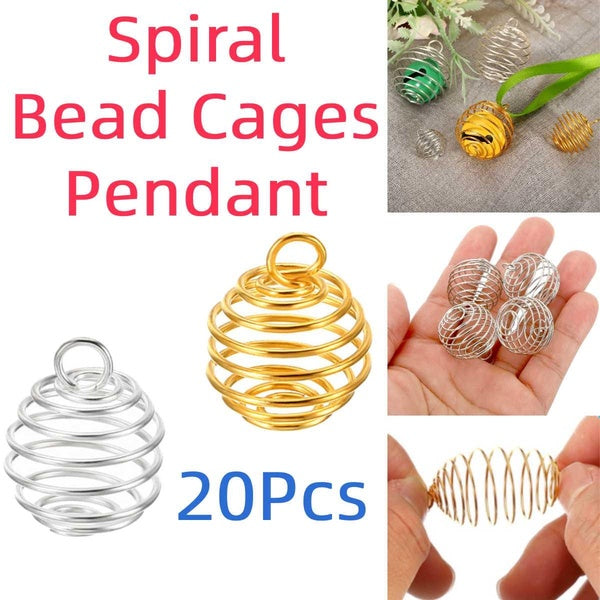 20Pcs Mini Metal Lantern Spring Spiral Bead Cages DIY Jewelry Pendant Making Craft Supplies For Jewelry Making