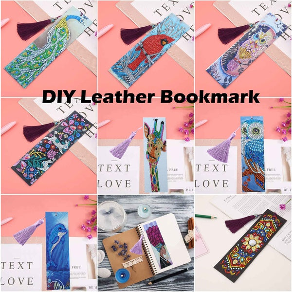 26 Types Nouveaux Marque-pages En Cuir DIY Forme Spéciale Diamant Peinture Gland Signets Artisanat 5D Art Signets