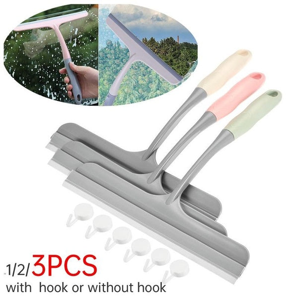 1-2-3PCS Water Wiper Glass Wiper Shower Squeegee Floor Window Cleaning Brush Window Cleaner Household Tool with-without Hook
