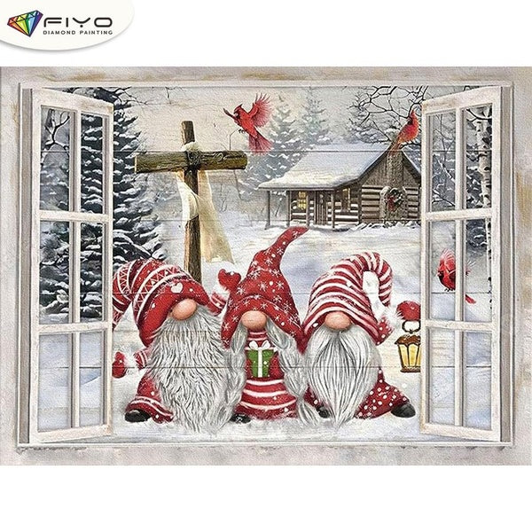FIYO Christmas Santa DIY 5D Diamond Painting Full Drill with Number Kits Home and Kitchen Fashion Mosaic Diamond Painting Canvas Wall Decoration Gift