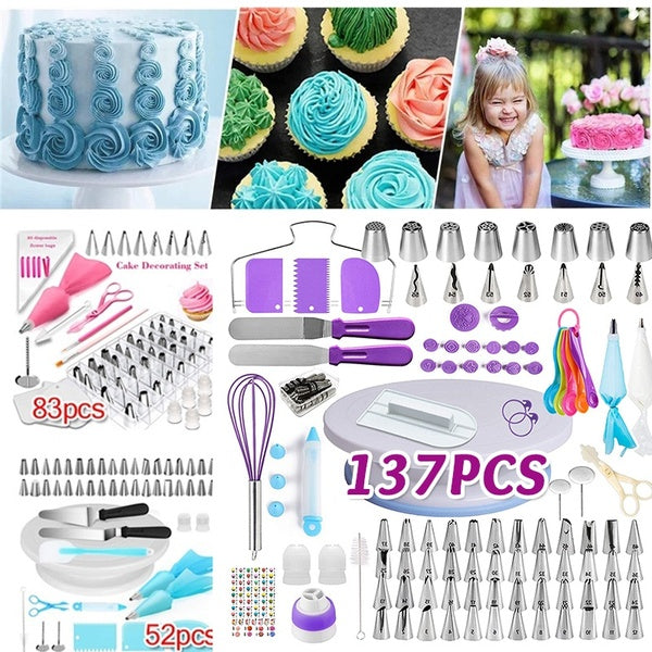 137-83-73-52Pcs Multi-function Cake Decorating Kit cake Turntable Set Dessert Baking Accessories Cream Pastry Supplies Cake Tools