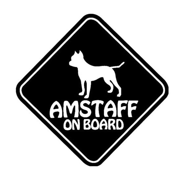 New HOT VINYL STICKER CAR DECALS AMSTAFF ON BOARD PET DOG