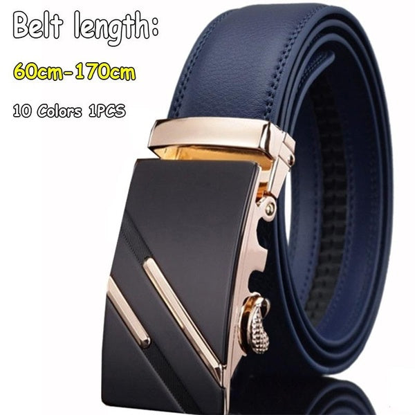 10 Colors Men Fashion Belts Luxury Leather Belt Waist Belts Leisure Belt Business Belts Men Jeans Belts Automatic Buckles Belts Ratchet Gift for Man