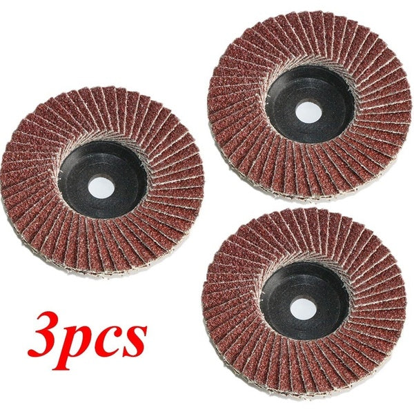 3 pièces disques à lamelles plates 75mm 3 pouces disques de ponçage 80 grains meules lames coupe du bois pour meuleuse d'angle