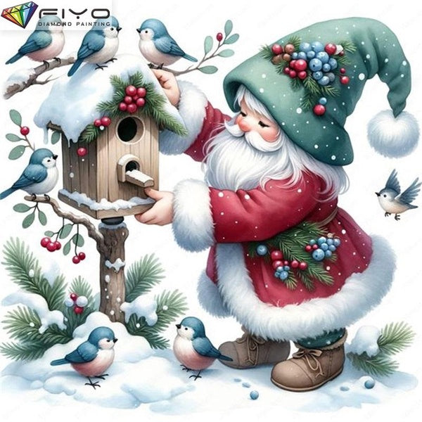 FIYO Christmas Dwarf DIY 5D Diamond Painting Full Drill with Number Kits Home and Kitchen Fashion Mosaic Diamond Painting Canvas Wall Decoration Gift