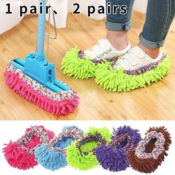 1 pair, 2 pairs multi-functional floor dust removal slippers lazy mop shoes home floor cleaning ultra-fine fiber cleaning shoes