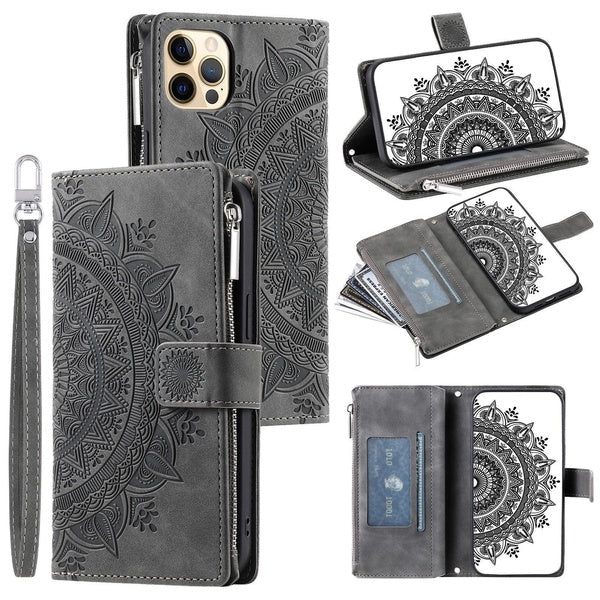 Soft PU Pressed Sunflowers Leather Zipper Flip Wallet Multi Card Slots Photo Frame Phone Bag Case For Google Pixel 6-Pixel 6A-Pixel 6 Pro-Pixel 5A-Pi