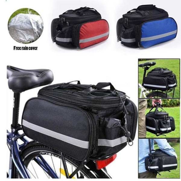 Bike-Bicycle Rack Bag For Trunk, Rear, Panniers, Bike Basket Storage Luggage Saddle Shoulder Bag 27L Maximum Capacity With Rain Cover