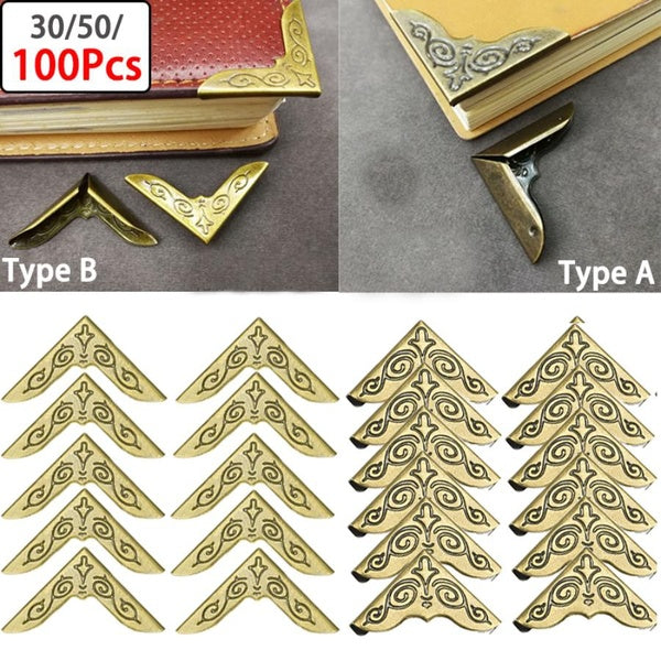 100-50-30pcs Metal Book Corner Protectors Scrapbooking Albums Corner Protectors Card File Menu Metal Corners