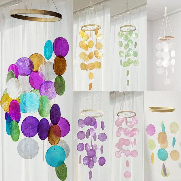 S-L Rainbow Shell Wind Chimes Ornament Outdoor Hanging Balcony Yard Garden Tubes Bell Wind Chime Home Decor Gift Pendant