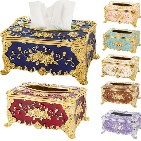 European Retro Tissue Box Napkin Holder Vintage Paper Case Cover for Home Living Room Bedroom Kitchen Dining Table Decor