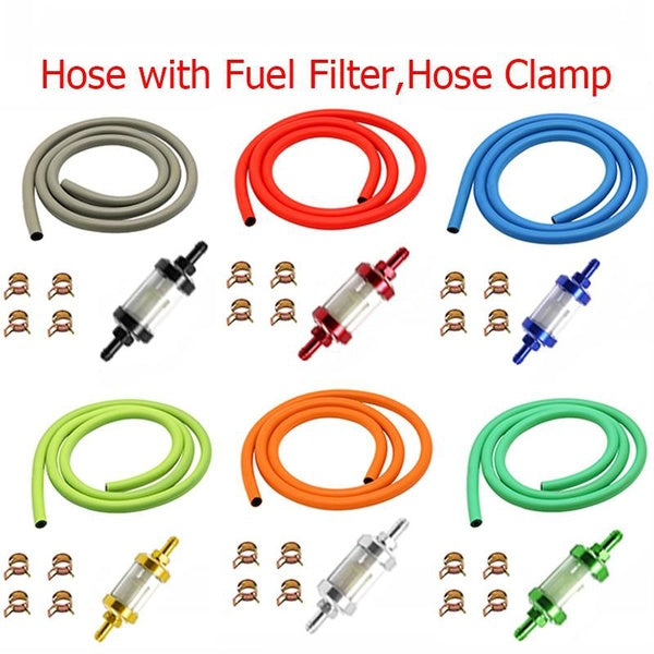 1pcs Universal Double layer Anti-aging Weather Resistance Carburetor Fuel Petrol Hose Pipe with Fuel Filter Hose Clamp For Motorcycle Dirt Bike ATV U