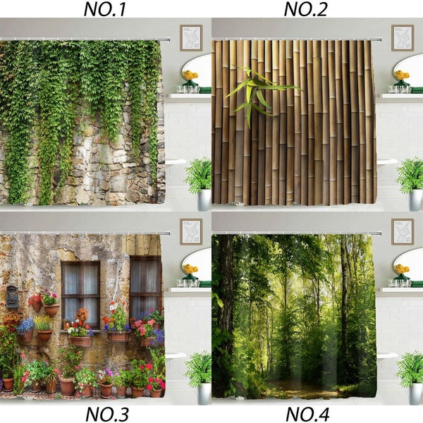 Refreshing Spring Scenery Shower Curtain Waterproof Landscape Shower Curtain With 12 Hooks Bathroom Decor Bathroom Accessories Home Decor