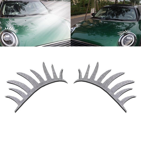 2PCS-Set Bling Bling Car Eyelashes Sticker for Headlights, Car Eyebrow Decoration Decals