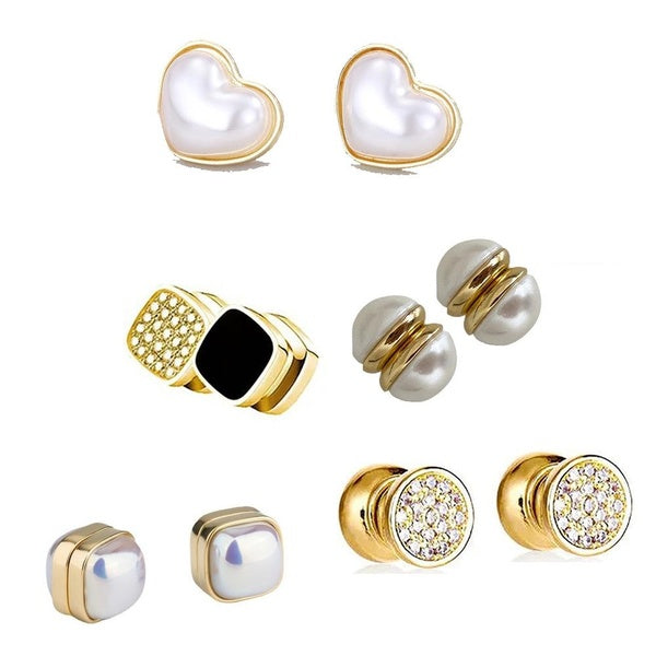 New Fashion Women Pearl Magnetic Suction Earrings Water Drill Magnet Earrings Therapy Drainage Health Earrings