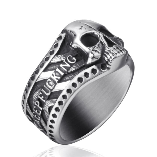 Vintage Bague En Acier Inoxydable Gothique Crâne Anneaux pour Hommes Garçon Bande Argent Squelette Cocktail Party Biker Anneau Taille 8-13