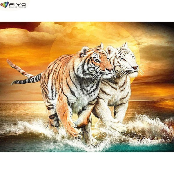 Tiger DIY 5D Diamond Painting Full Drill with Number Kits Home and Kitchen Fashion Cross Stitch Embroidery Paintings Canvas Pictures Wall Decoration