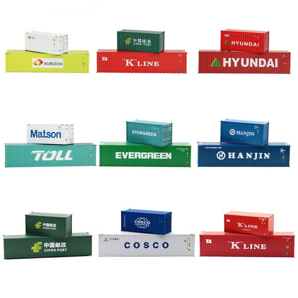 1:87 HO Scale 20ft 40ft Shipping Sea Container Different Freight Cars for Railway Railroad Model Building Train Layout Scenery