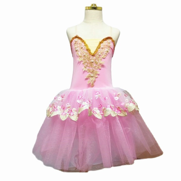 Pink Ballet Tutu Skirt Long Dress For Girls Suspenders Modern Dance Swan Lake Performance Costumes For Women
