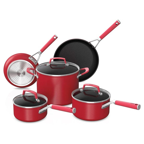 Ninja Foodi NeverStick Vivid Oven Safe 8 Piece Pots and Pans Cookware Set, Crimson