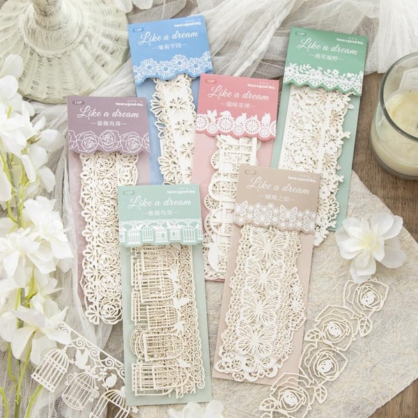 10Pcs-Pack White Lace Series Decorative Paper Material Perfect for Journaling Diy Scrapbooking Supplies