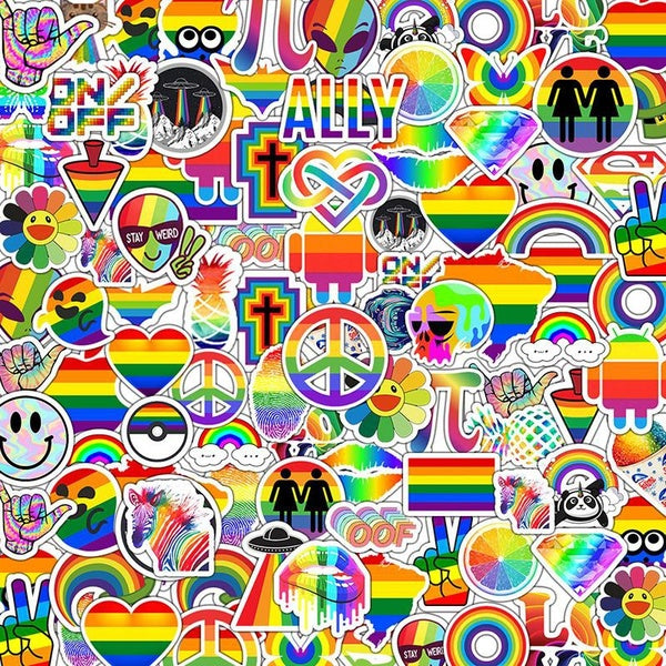 50PCS Cute Rainbow Color Graffiti Series Stickers For Suitcase Luggage Motorcycle Laptop Skateboard Phone Stickers