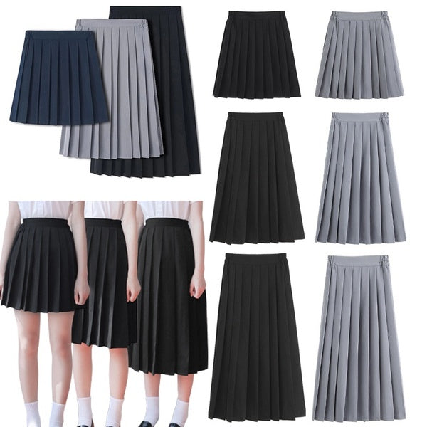 Spring Summer Pleated Skirts for Women Plus Size XS-5XL School Uniform Dress Elastic High Waist Black Mini Solid Color Y2k Skirt