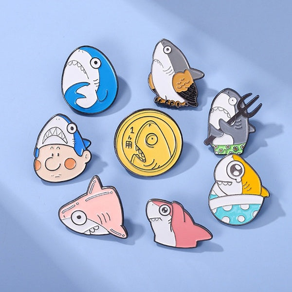 1 Pcs Funny Shark Cute Pins Salted Fish Brooches Shirt Bag Colorful Badge Jewelry
