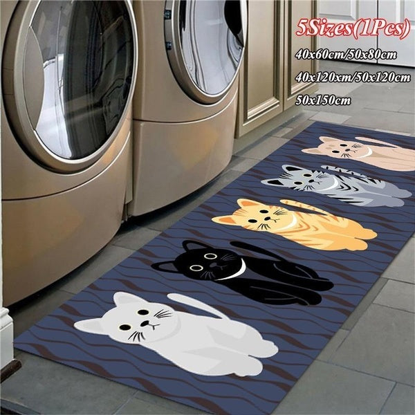Cartoon Cat Patterns Printed Entrance Doormat Floor Mats Carpets for Living Room Bathroom Mat Rugs Anti-Slip Kitchen Carpet 5 Sizes:40x60cm-50x80xm-4