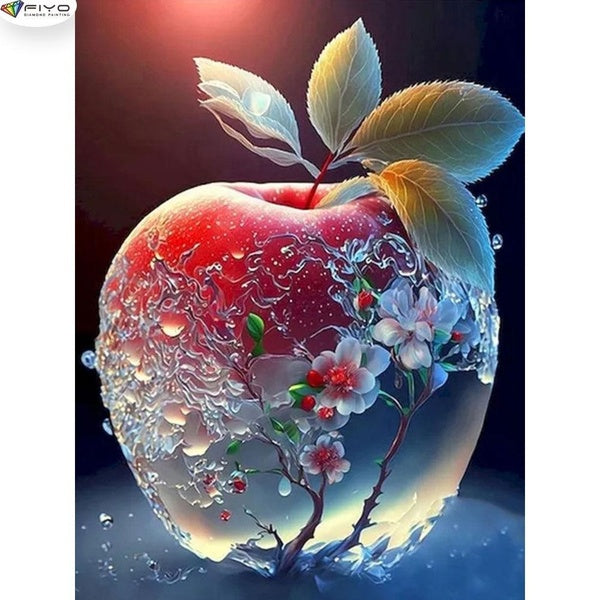 FIYO Flower and Apple DIY 5D Diamond Painting Full Drill with Number Kits Home and Kitchen Fashion Mosaic Diamond Painting Canvas Wall Decoration Gif