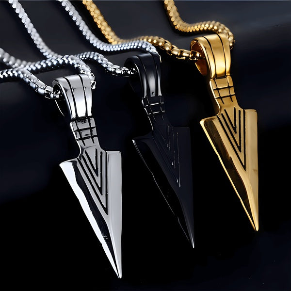 Fashion Necklace Retro Personality Spearhead Jewelry Charms Men's Street Hip Hop Spearhead Pendant