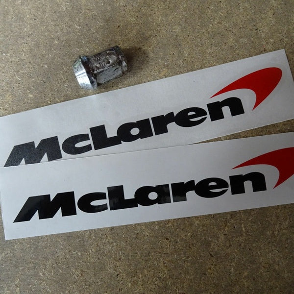 2 x McLaren F1 Cut Text Decals Stickers (Black - Red) Car Vehicle Vinyl Graphics