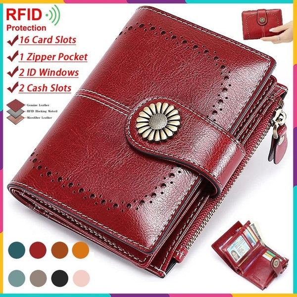 8 couleurs petit pliant RFID bloquant le portefeuille en cuir fermeture à glissière Vintage court porte-carte dames sac à main
