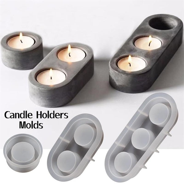 DIY Oval Single-Double-Triple Holders Resin Cement Plaster Silicone Molds