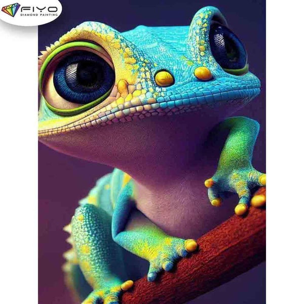 FIYO Lovely Lizard Diamond Painting Kits for Adults DIY 5D Diamond Mosaic Diamond Painting Home and Kitchen Fashion Canvas Pictures Wall Decoration G