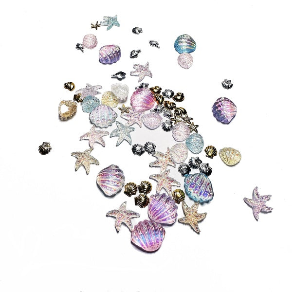 Resin Nail Charms Shell Conch Starfish Shiny Nail Art Decoration Exquisite Nail Beauty Part Metal Nail Charm Accessories