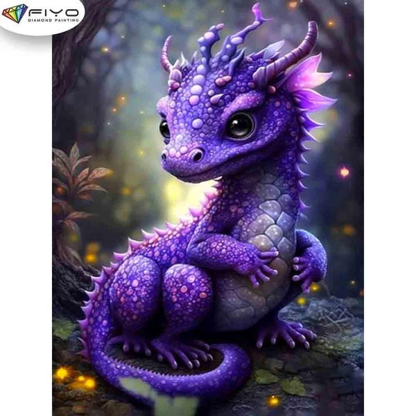 FIYO Purple Dragon Diamond Painting Kits For Adults DIY 5D Diamond Mosaic Diamond Painting Home and Kitchen Fashion Canvas Pictures Wall Decoration G