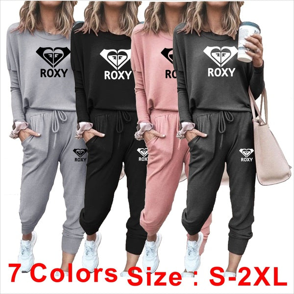 Latest Hot Sale Women Loose Solid Color Long Sleeve Casual Suit Ladies Yoga Sweater Trousers Sportswear Suit Tracksuit 7 Colors Size S-2XL