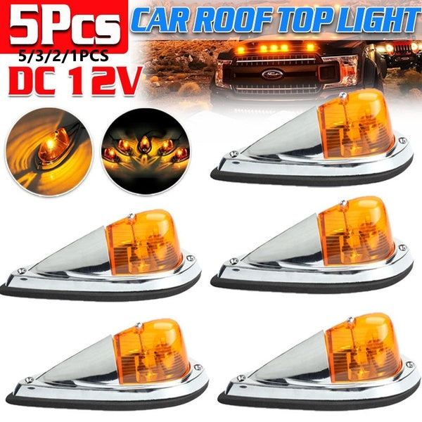5-3-2-1PCS DC 12V Universal Amber Cab Marker Light Led Remorque Lights Waterproof Top Roof Running Cab Lights Compatible avec Peterbilt-Kenworth-Frei